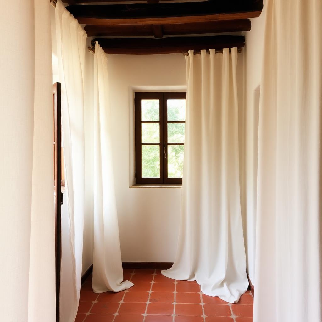 Restored Andalucían cortijo with linen drapes